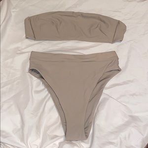 Nude Aerie high cut bandeau bikini
